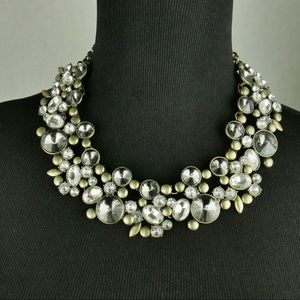 Gold and stone cluster statement necklace